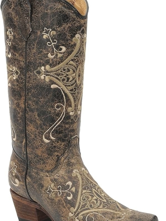 Circle G Shoes - Circle G by Corral L5048 Distressed Brown Embroidered Western Boot Size 6.5